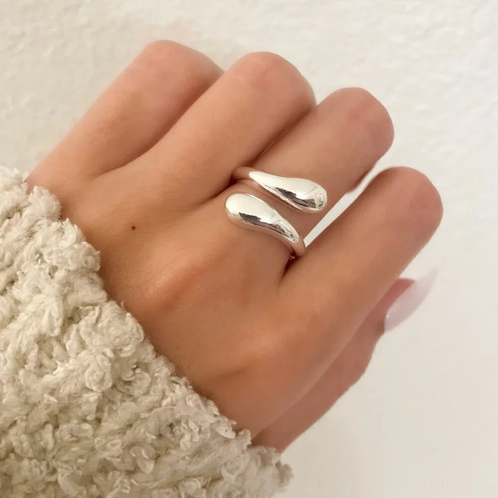 925 Sterling Silver Wrap Ring Minimalist Chunky Bar Ring Wrap Ring
